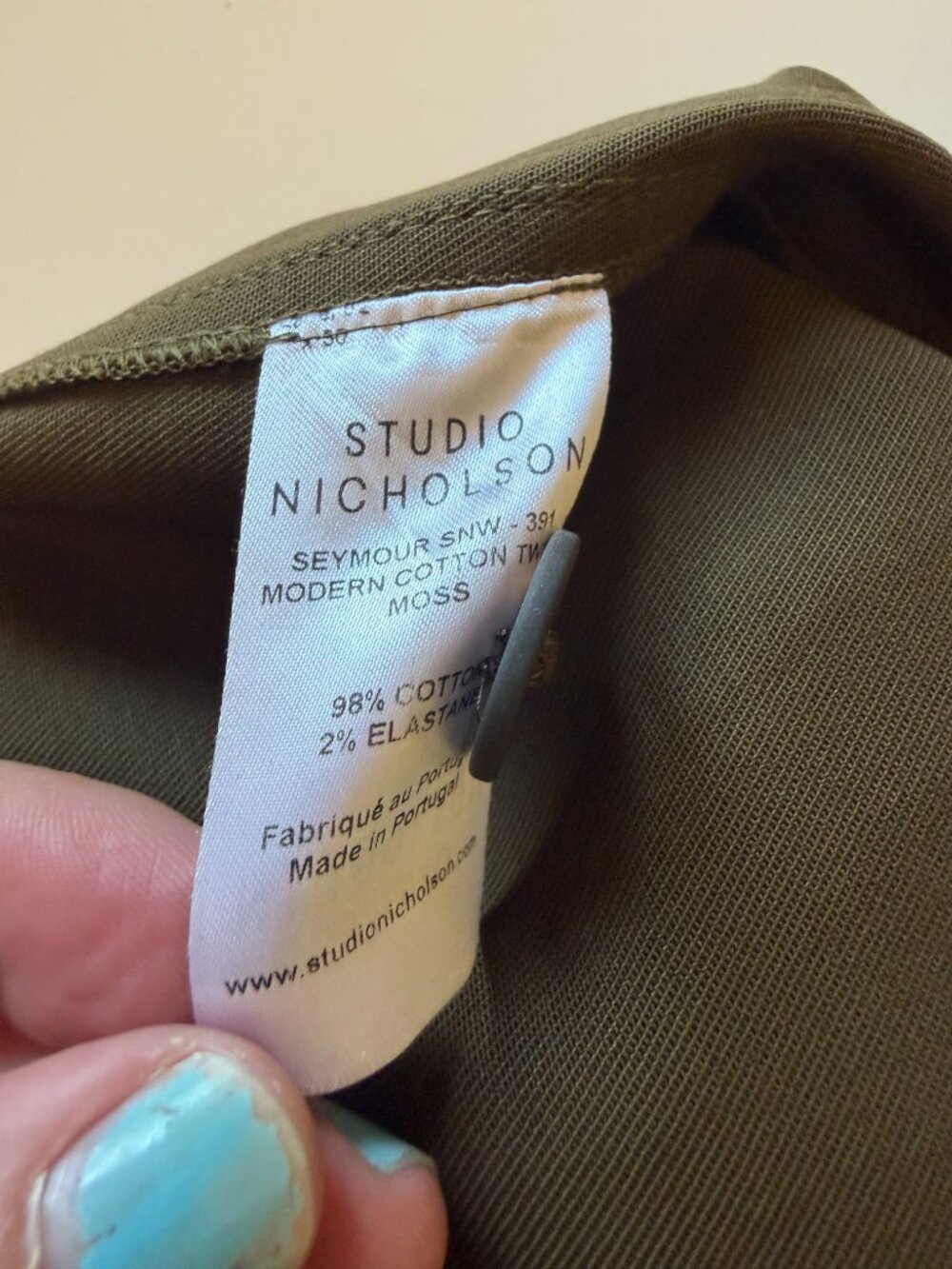 Studio Nicholson Seymour Pant, Moss sz. 1 (US 6) - Picture 5 of 7